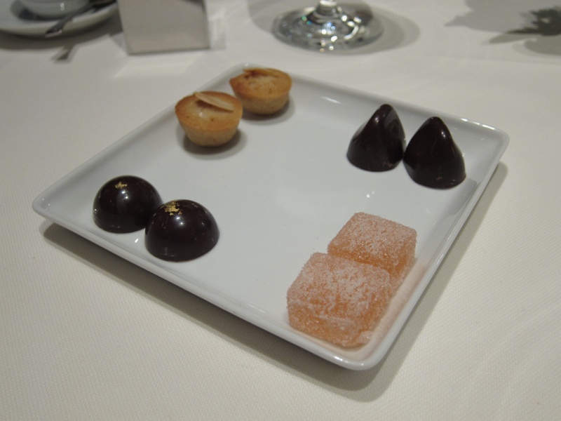 IMG_2326.JPG - Petit fours - grapefruit ptes de fruit, dark chocolate ganache, chocolate caramel, almond financier