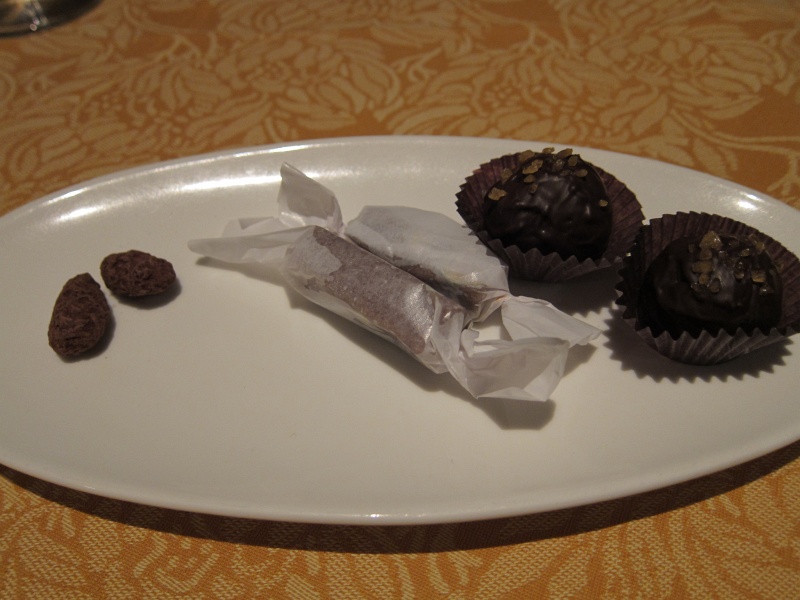 IMG_0583.JPG - Petit fours: chocolate almonds, salted caramels, chocolate ganache