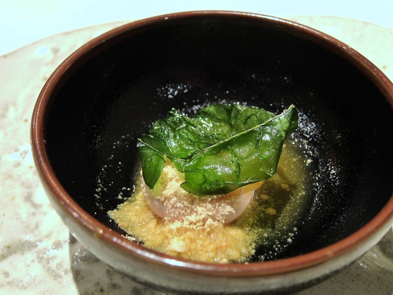 IMG_3835.JPG - Foie gras, fried kale, almond powder, beets