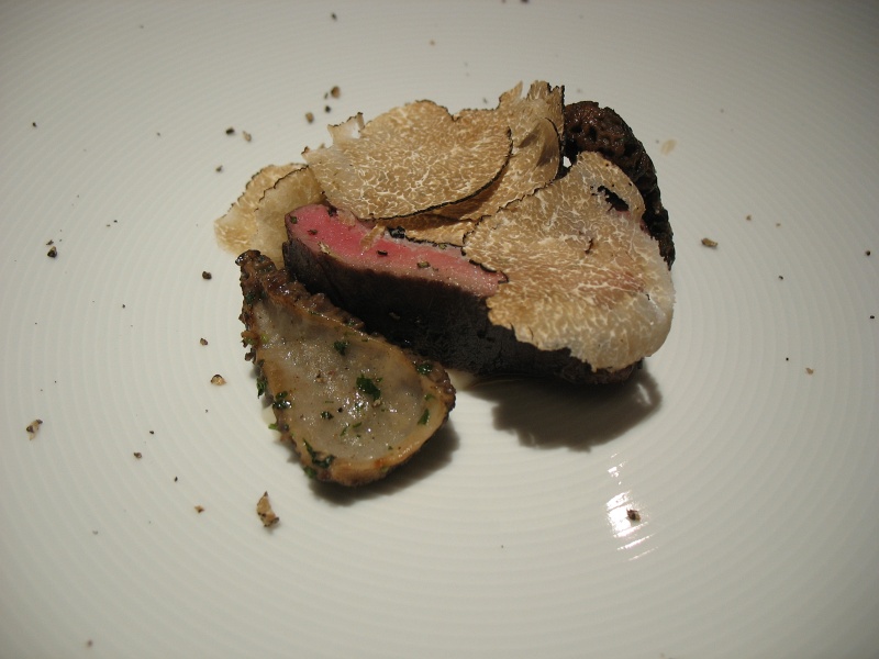IMG_5186.JPG - Grass fed filet mignon, Italian summer truffles, morel mushrooms, celeriac sauce