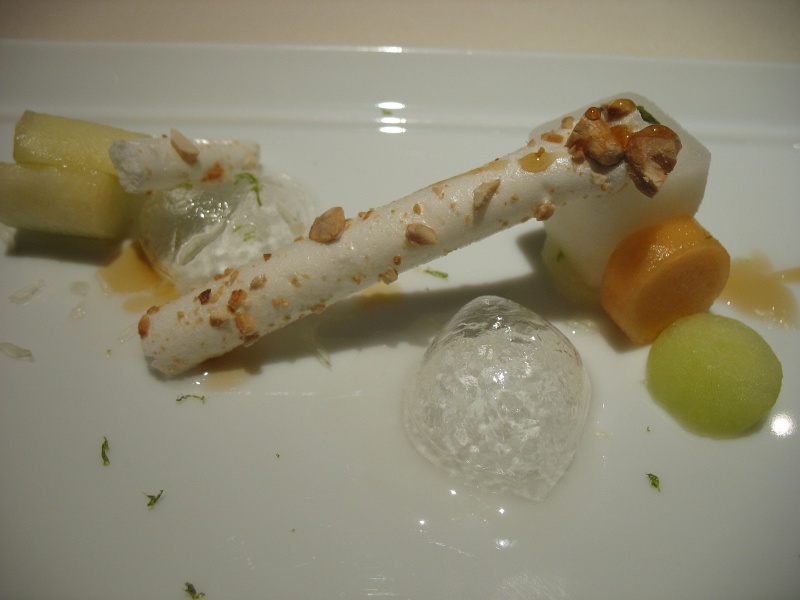 IMG_5191.JPG - A close-up of the meringue stick and mint bubble, pulps of lime are visible on left