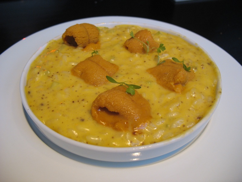 IMG_5203.JPG - Course 2a: risotto, sea urchin, butternut squash, celery, black truffle