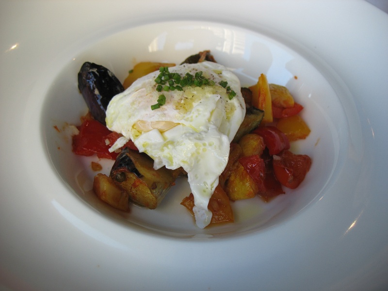 IMG_5111.JPG - Small plate: Vegetable caponata, poached organic egg, parmesan
