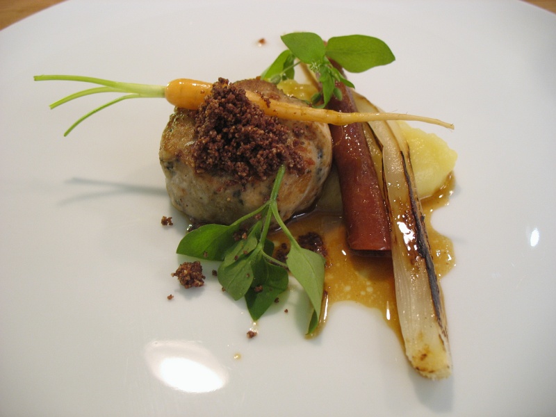 IMG_4767.JPG - Roast Rabbit Crepinette, yam and spring onion with spiced almond, natural vinaigrette