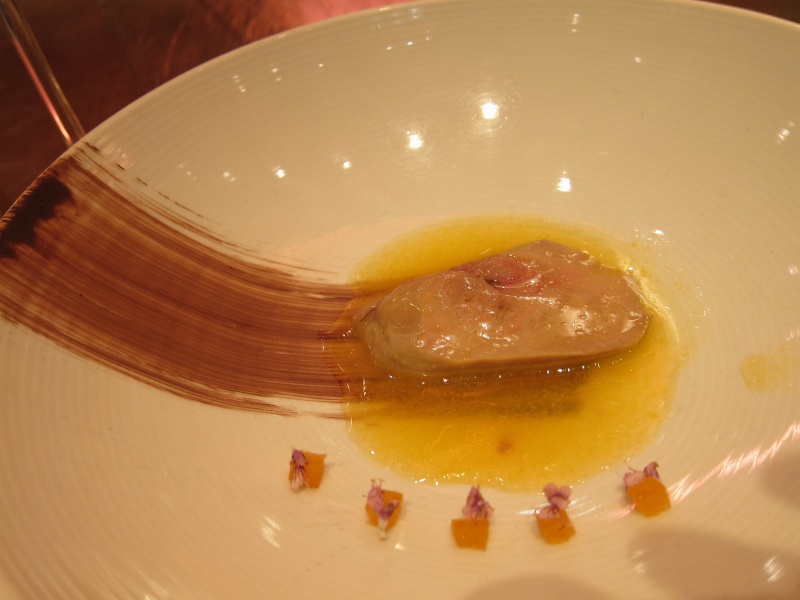 IMG_0650.JPG - 15. Foie gras - salt-baked foie gras, bittersweet chocolate, tangerine juice, candied grapefruit