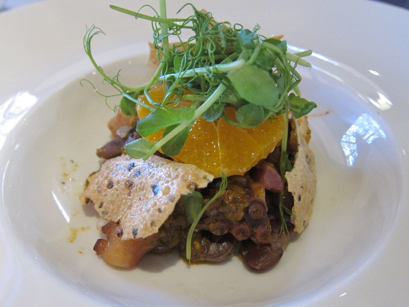 IMG_1193.JPG - Moroccan spiced octopus and heirloom legumes, papadum, pea shoots, citrus