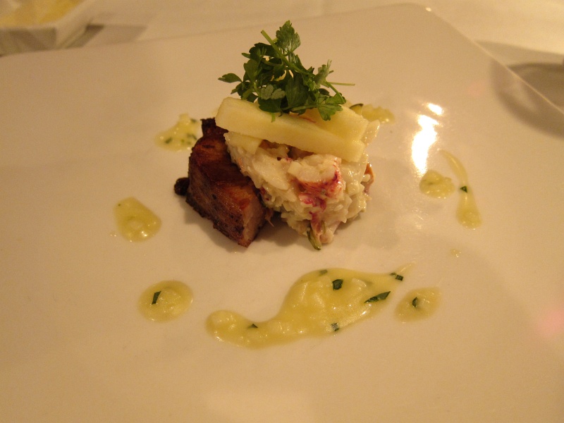 IMG_1566.JPG - Lobster & Pork Belly - Maine lobster salad, celery root remoulade, pork belly roulade, apple-tarragon vinaigrette