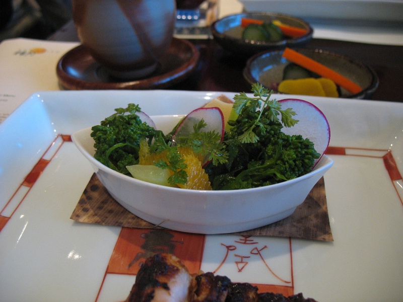 IMG_5058.jpg - Yakimono (grilled dish): spring salad with bamboo, bakchoy, radish, orange, chive and chervil