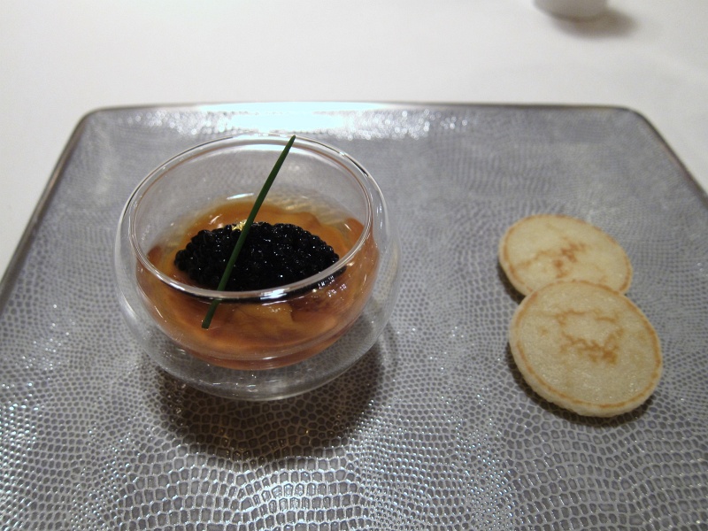 IMG_3806.JPG - Caviar and Uni - golden oestra caviar, Hokkaido uni, cauliflower mousse, dashi gele