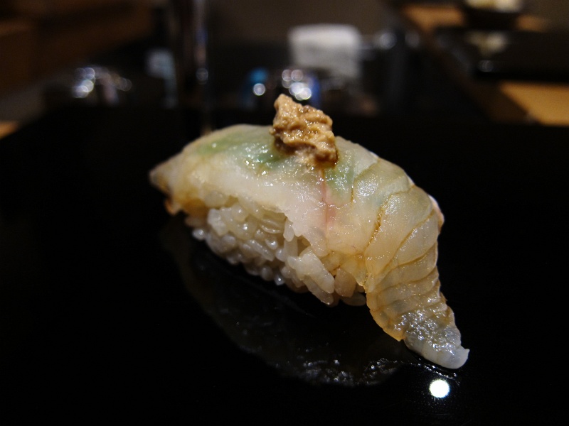 IMG_2420.JPG - Halibut with liver of fish, shiso