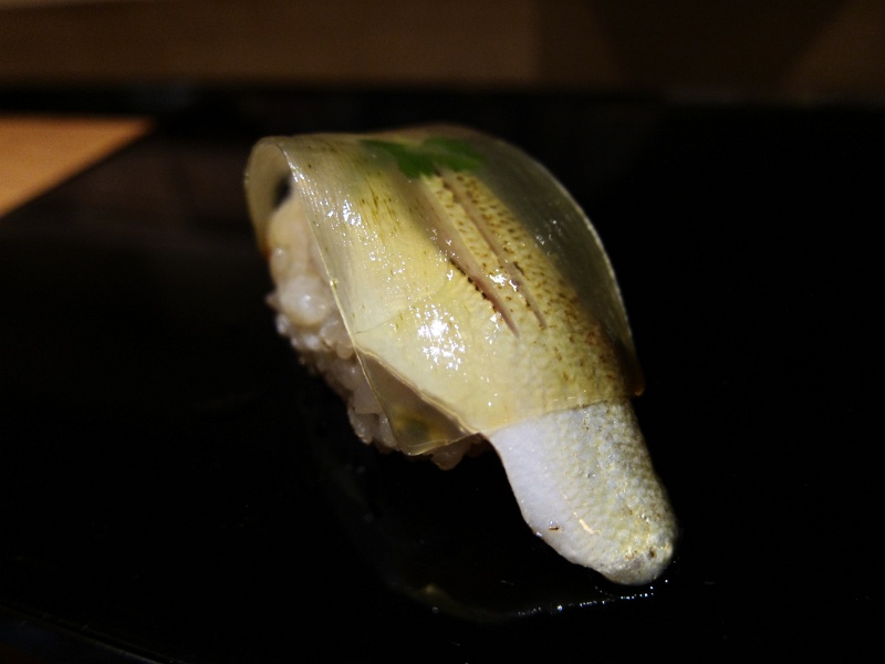 IMG_2434.JPG - Sweet fish (ayu), grape seaweed (blanched), baby cilantro
