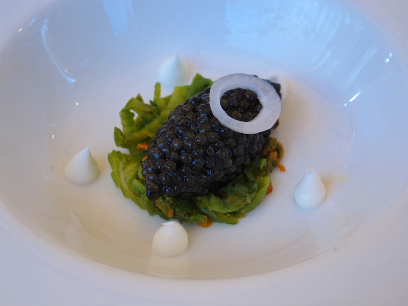 IMG_3398.JPG - Course #1 - Caviar, blossoms, crme frache
