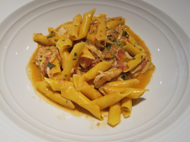 IMG_0722.JPG - Garganelli - fresh cut semolina pasta, crab, santa barbara sea urchin, basil