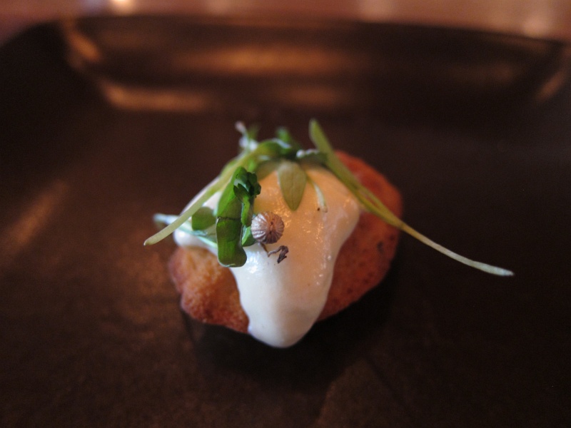 IMG_0430.JPG - Black pepper madeleine with micro greens and mustard