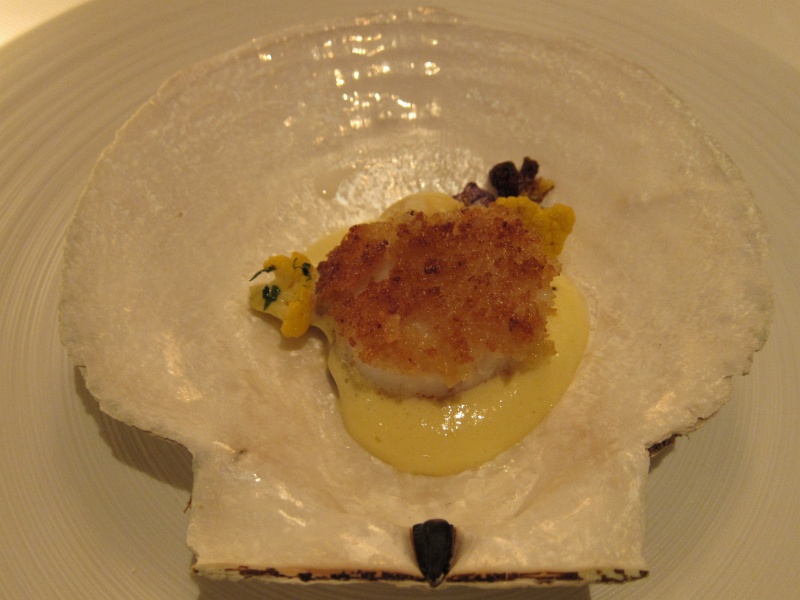 IMG_0406.JPG - Diver sea scallop gratinata, cauliflower, green almond, lemon balm