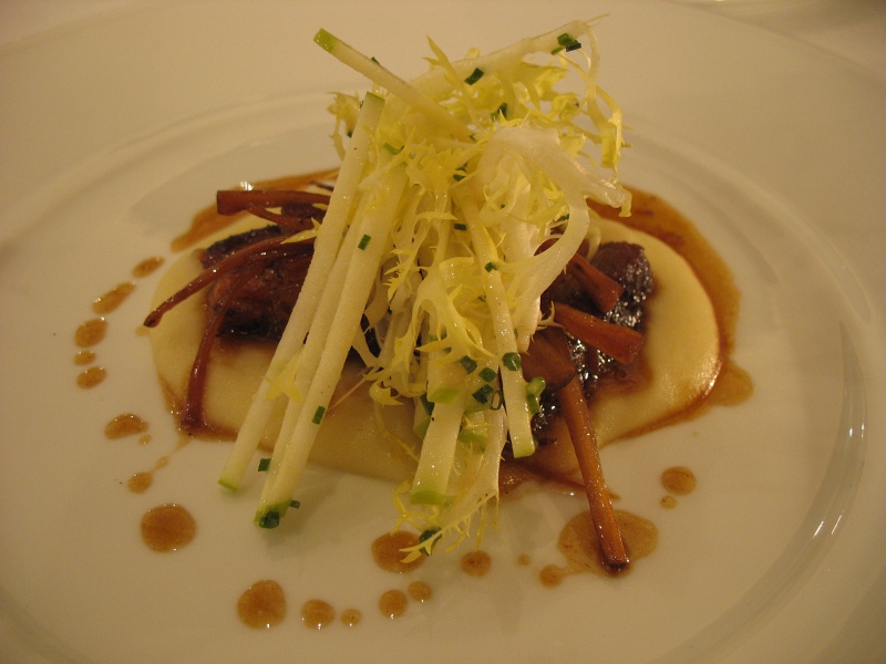 IMG_4745.JPG - Glazed pork belly, apple pure, burdock and green apple slivers, soy caramel