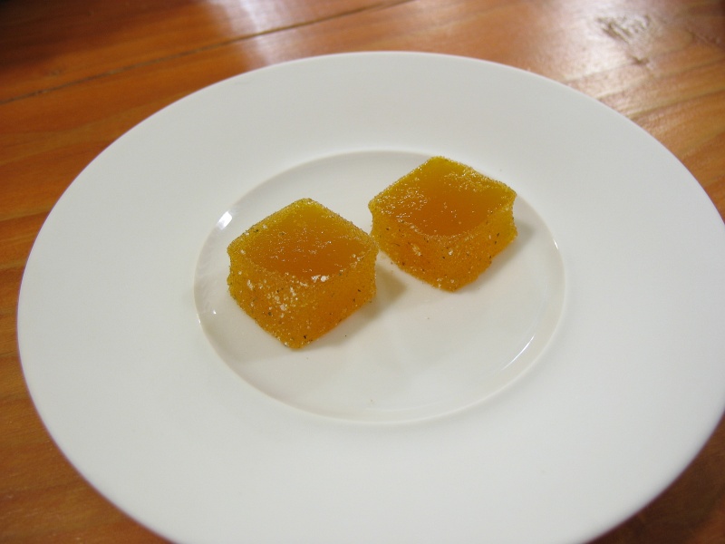 IMG_5251.JPG - Petit fours: pumpkin pte de fruit with lemon verbena sugar