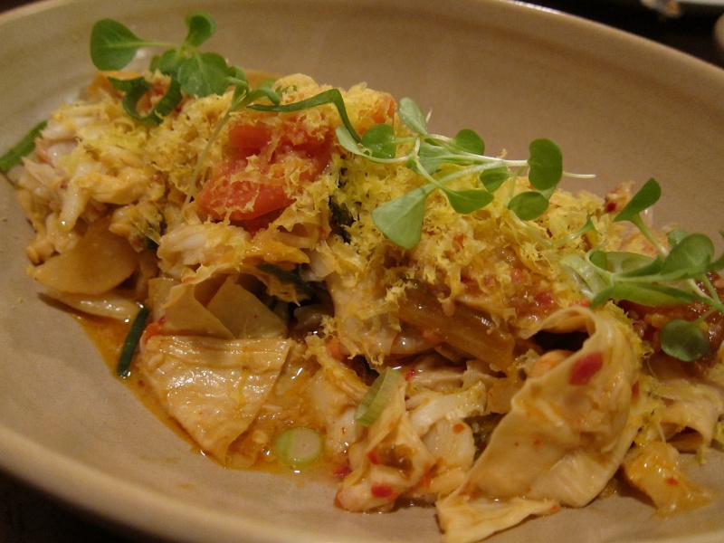 IMG_1535.JPG - Spicy dungeness crab kimchi yuba with smoked egg