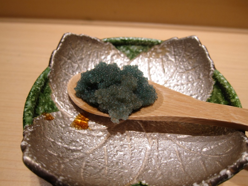 IMG_4063.JPG - roe from botan ebi, in soy sauce