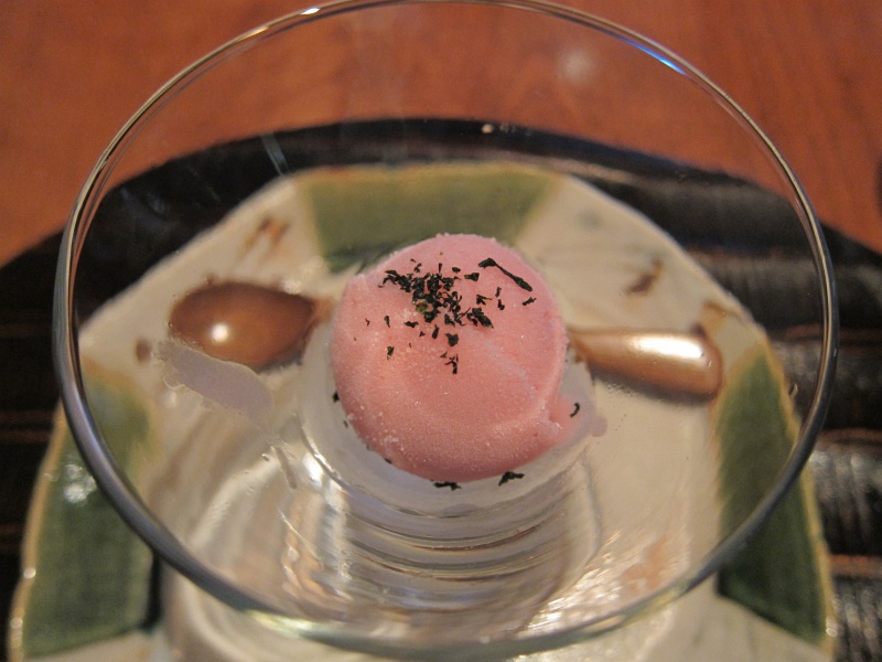 IMG_2203.JPG - Hashiyasume: granite, fresh strawberry and sake-kasu (lees) sorbet