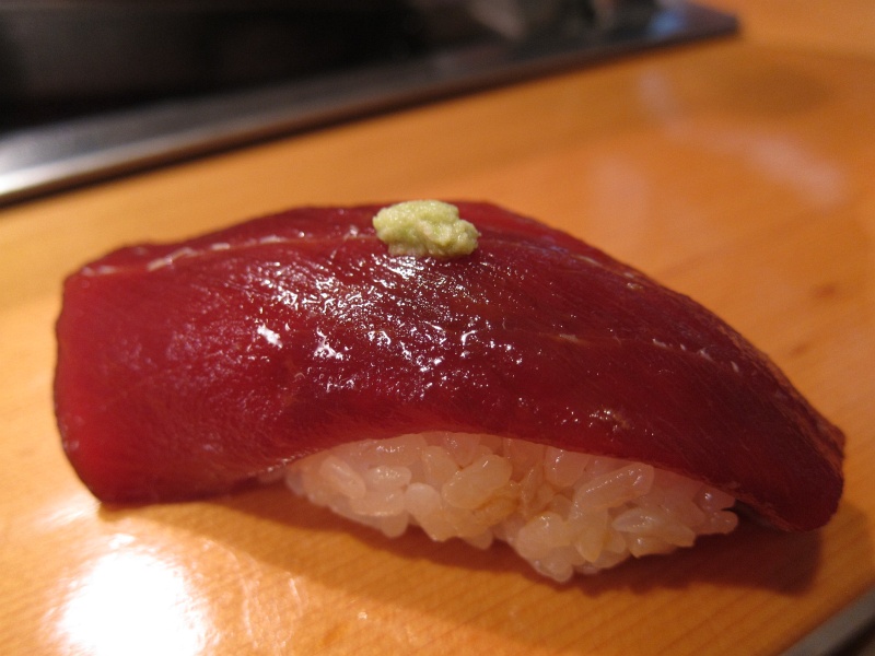 IMG_0024.JPG - Maguro (bluefin tuna), lightly pre-marinated in soy sauce