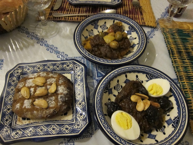 IMG_1213.JPG - Chicken bastilla, chicken tagine with preserved lemons and olives, chicken tagine with prunes (Riad Rcif)