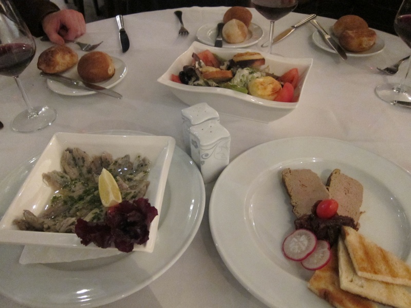 IMG_1301.JPG - Marinated sardines, duck liver terrine, goat cheese salad (Le Grand Comptoir in Rabat)