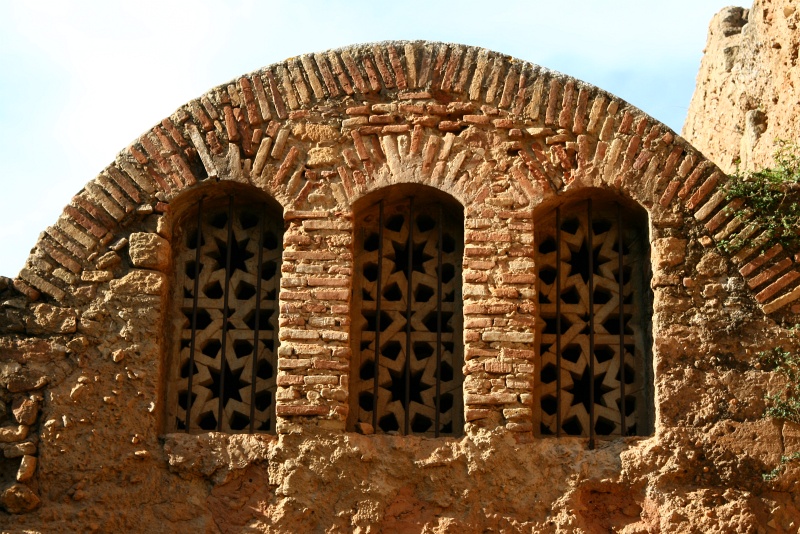 IMG_8309.JPG - Geometric window patterns from simple bricks, inside the sanctuary