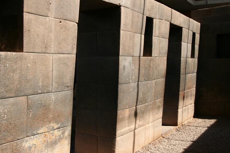 IMG_8994.JPG - Part of the original Incan walls for Qoricancha - note the trapezoid doors and windows, and the lack of mortar usage