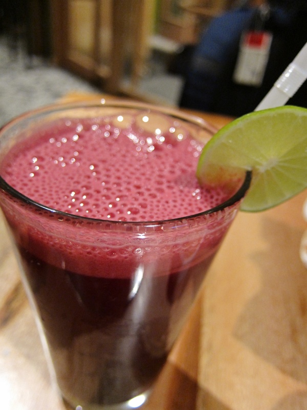 IMG_1776.JPG - Chicha morada - a popular Peruvian beverage made by boiling purple corn (hence the color) and adding lime juice, spices, and lots of sugar