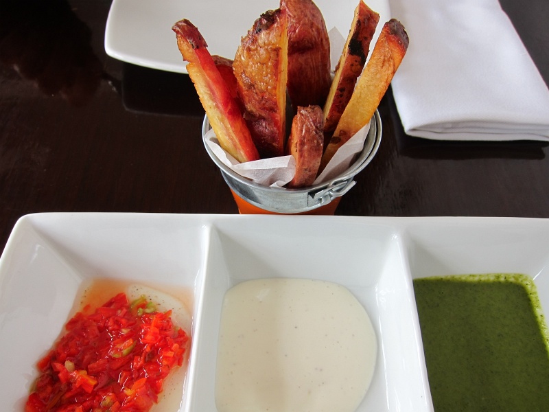 IMG_1894.JPG - Patatas bravas with dipping sauces (chili peppers, garlic aioli, chimichurri), Limo in Cusco