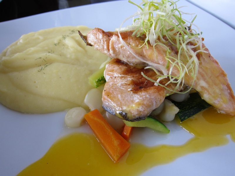 IMG_1900.JPG - Grilled trout with sauteed vegetables, passion fruit sauce, mashed potatoes