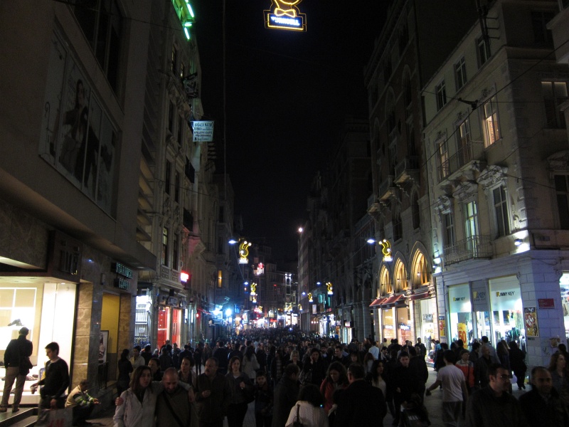 IMG_0627.JPG - Istiklal Street in New Town, full of shops, restaurants, and throngs of people on a Saturday night.