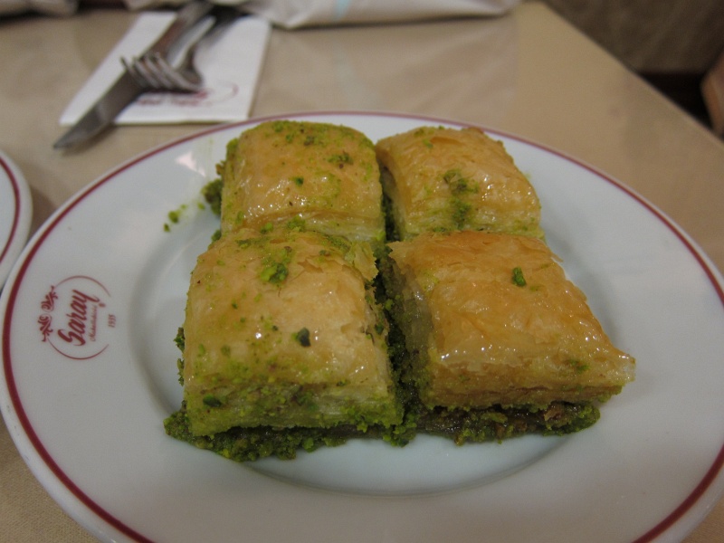 IMG_0628.JPG - Baklava (minced pistachios and soaked in honey) at Saray Muhallebicisi